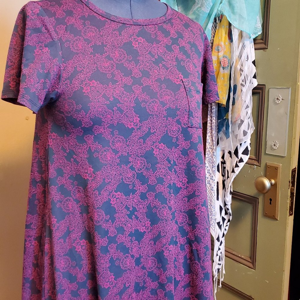 Lularoe Grey and Pink Midi Dress